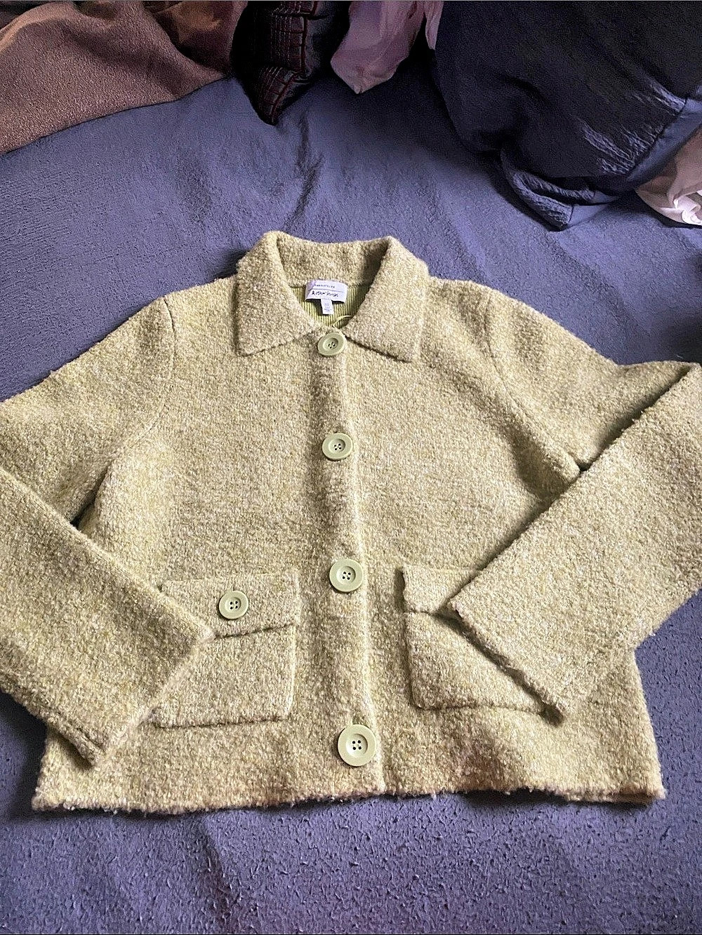 & other Stories Textured Button Front Jacket in Green